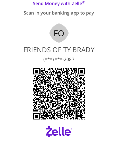 Zelle QR Code for Ty Brady Campaign